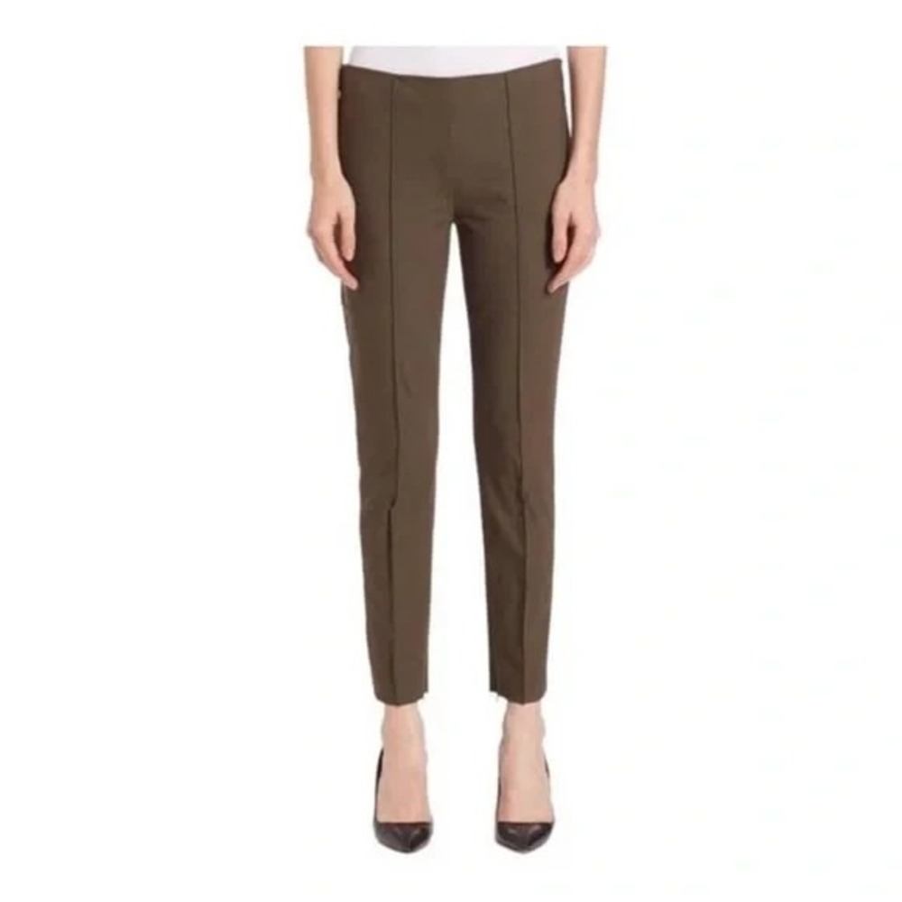 Theory Aletta Approach 2 Pant Women's 12‎ Olive Seamed Stretch Tapered Ankle Zip